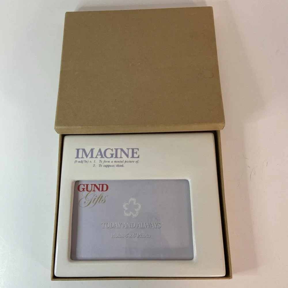 Gund Gifts Porcelain 4x6 Picture Frame Imagine Definition Photo Display New
